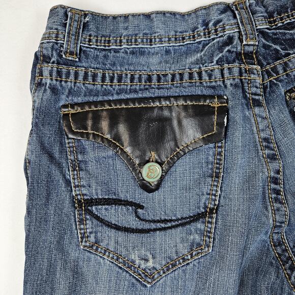 A Prodigee Distressed Y2K Jean Faux Leather Pocket Flap Southpole Blue Men 36x29 - Picture 5 of 14